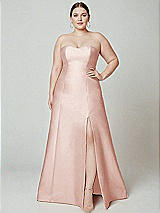 Alt View 2 Thumbnail - Blush Strapless A-line Satin Gown with Modern Bow Detail
