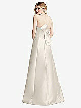 Front View Thumbnail - Ivory Strapless A-line Satin Gown with Modern Bow Detail