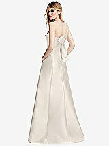 Side View Thumbnail - Ivory Strapless A-line Satin Gown with Modern Bow Detail