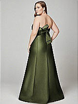 Alt View 3 Thumbnail - Olive Green Strapless A-line Satin Gown with Modern Bow Detail