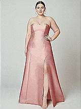 Alt View 2 Thumbnail - Rose Strapless A-line Satin Gown with Modern Bow Detail