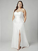 Alt View 1 Thumbnail - White Strapless A-line Satin Gown with Modern Bow Detail