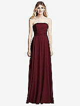 Front View Thumbnail - Cabernet Shirred Bodice Strapless Chiffon Maxi Dress with Optional Straps