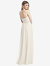 Rear View Thumbnail - Ivory Shirred Bodice Strapless Chiffon Maxi Dress with Optional Straps