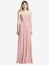 Front View Thumbnail - Rose Shirred Bodice Strapless Chiffon Maxi Dress with Optional Straps