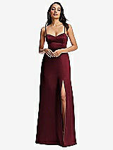 Alt View 1 Thumbnail - Cabernet Bustier A-Line Maxi Dress with Adjustable Spaghetti Straps