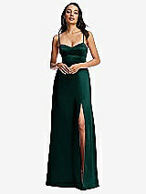 Alt View 1 Thumbnail - Evergreen Bustier A-Line Maxi Dress with Adjustable Spaghetti Straps