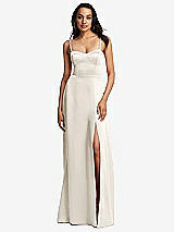 Front View Thumbnail - Ivory Bustier A-Line Maxi Dress with Adjustable Spaghetti Straps