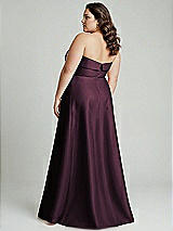 Alt View 2 Thumbnail - Deep Plum Strapless Bias Cuff Bodice Satin Gown with Pockets