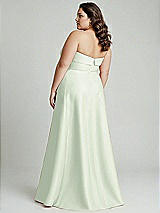 Alt View 2 Thumbnail - Mint Green Strapless Bias Cuff Bodice Satin Gown with Pockets