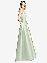 Alt View 5 Thumbnail - Mint Green Strapless Bias Cuff Bodice Satin Gown with Pockets