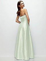 Side View Thumbnail - Mint Green Strapless Bias Cuff Bodice Satin Gown with Pockets