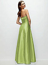 Side View Thumbnail - Mojito Strapless Bias Cuff Bodice Satin Gown with Pockets
