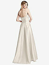 Alt View 4 Thumbnail - Ivory Strapless Bias Cuff Bodice Satin Gown with Pockets