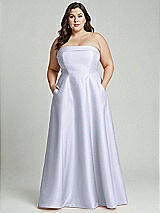 Alt View 1 Thumbnail - Silver Dove Strapless Bias Cuff Bodice Satin Gown with Pockets