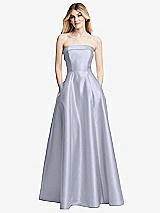 Alt View 3 Thumbnail - Silver Dove Strapless Bias Cuff Bodice Satin Gown with Pockets