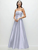 Front View Thumbnail - Silver Dove Strapless Bias Cuff Bodice Satin Gown with Pockets