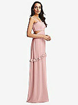 Side View Thumbnail - Rose Ruffle-Trimmed Cutout Tie-Back Maxi Dress with Tiered Skirt