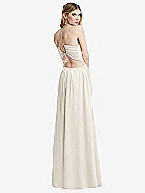 Rear View Thumbnail - Ivory Halter Cross-Strap Gathered Tie-Back Cutout Maxi Dress