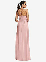 Rear View Thumbnail - Rose Plunging V-Neck Criss Cross Strap Back Maxi Dress