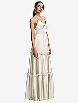 Side View Thumbnail - Ivory Low-Back Triangle Maxi Dress with Ruffle-Trimmed Tiered Skirt