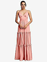 Front View Thumbnail - Rose Low-Back Triangle Maxi Dress with Ruffle-Trimmed Tiered Skirt