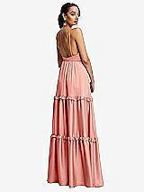 Rear View Thumbnail - Rose Low-Back Triangle Maxi Dress with Ruffle-Trimmed Tiered Skirt