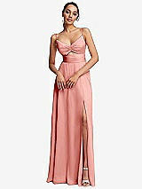 Front View Thumbnail - Rose Triangle Cutout Bodice Maxi Dress with Adjustable Straps
