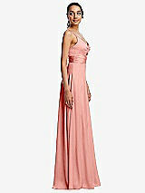 Side View Thumbnail - Rose Triangle Cutout Bodice Maxi Dress with Adjustable Straps