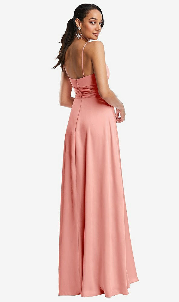 Back View - Rose Triangle Cutout Bodice Maxi Dress with Adjustable Straps
