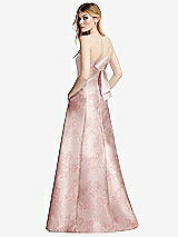 Side View Thumbnail - Bow And Blossom Print Strapless A-line Floral Satin Gown with Modern Bow Detail