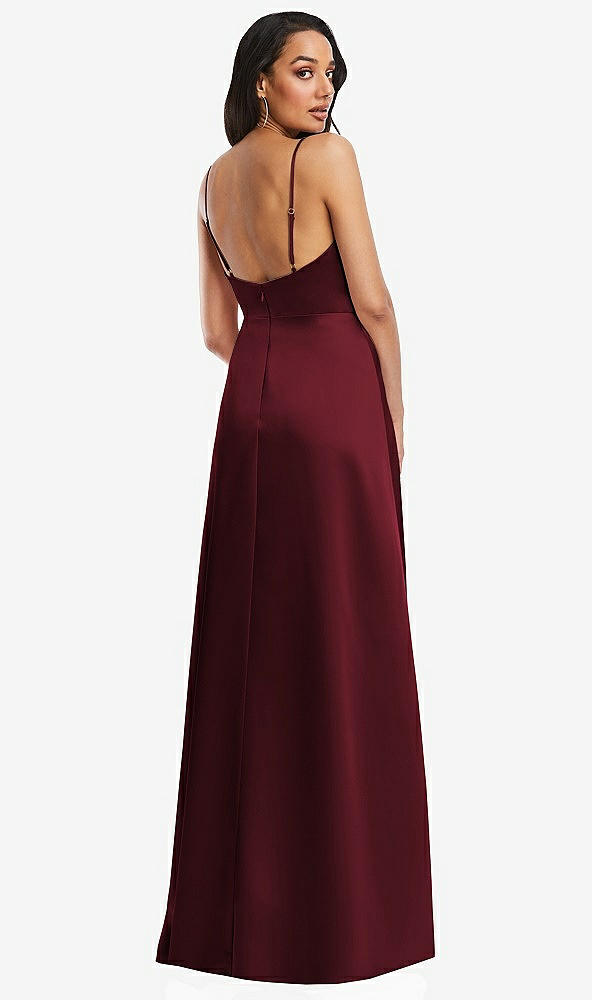 Back View - Cabernet Adjustable Strap A-Line Faux Wrap Maxi Dress