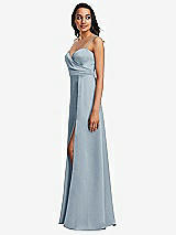 Side View Thumbnail - Mist Adjustable Strap A-Line Faux Wrap Maxi Dress
