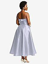 Alt View 2 Thumbnail - Silver Dove Cuffed Strapless Satin Twill Midi Dress with Full Skirt and Pockets