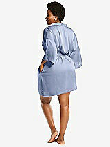 Alt View 3 Thumbnail - Sky Blue Short Whisper Satin Robe