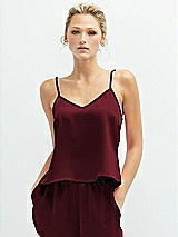Front View Thumbnail - Cabernet Split Back Whisper Satin Cami Top