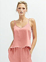 Front View Thumbnail - Rose Split Back Whisper Satin Cami Top