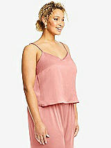 Side View Thumbnail - Rose Split Back Whisper Satin Cami Top