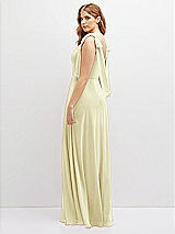 Rear View Thumbnail - Butter Yellow Bow Shoulder Square Neck Chiffon Maxi Dress