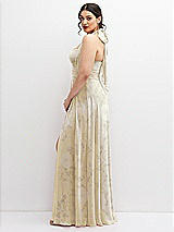 Side View Thumbnail - Butter Yellow Floral Chiffon Convertible Maxi Dress with Multi-Way Tie Straps