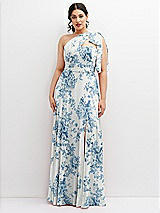 Alt View 1 Thumbnail - Cottage Rose Dusk Blue Chiffon Convertible Maxi Dress with Multi-Way Tie Straps