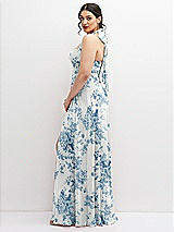 Side View Thumbnail - Cottage Rose Dusk Blue Chiffon Convertible Maxi Dress with Multi-Way Tie Straps