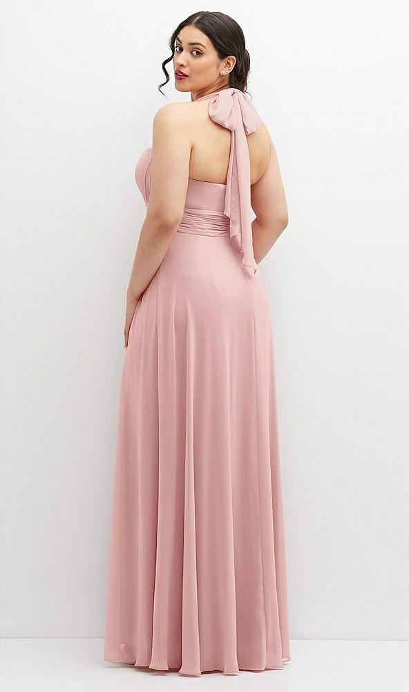 Back View - Rose Chiffon Convertible Maxi Dress with Multi-Way Tie Straps