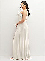 Side View Thumbnail - Ivory Tiered Ruffle Neck Strapless Maxi Dress with Front Slit