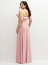 Rear View Thumbnail - Rose Tiered Ruffle Neck Strapless Maxi Dress with Front Slit