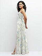 Alt View 2 Thumbnail - Bleu Garden Chiffon Corset Maxi Dress with Removable Off-the-Shoulder Swags