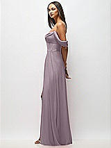Side View Thumbnail - Lilac Dusk Chiffon Corset Maxi Dress with Removable Off-the-Shoulder Swags
