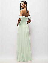 Rear View Thumbnail - Mint Green Chiffon Corset Maxi Dress with Removable Off-the-Shoulder Swags