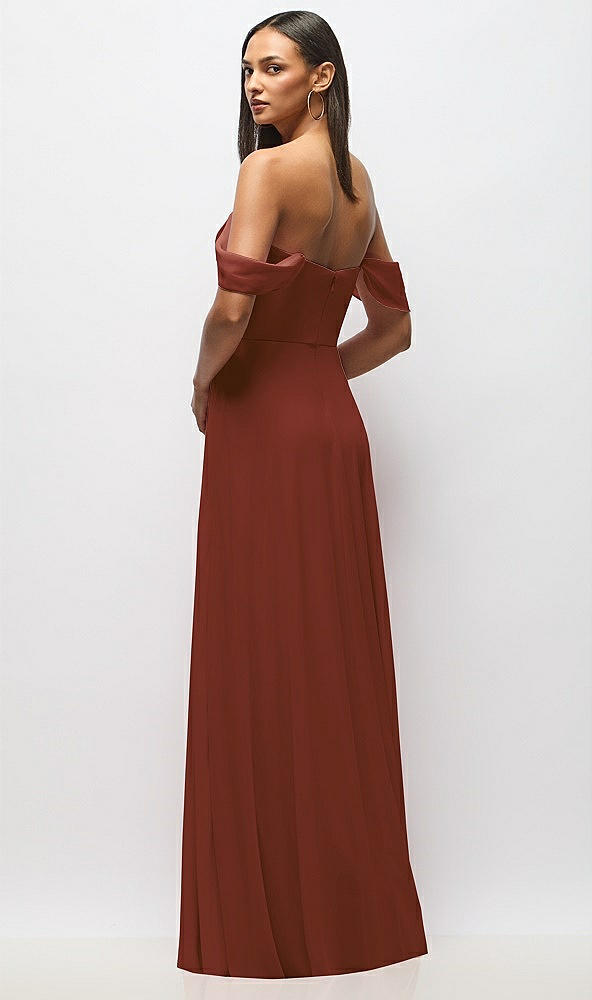Back View - Auburn Moon Chiffon Corset Maxi Dress with Removable Off-the-Shoulder Swags