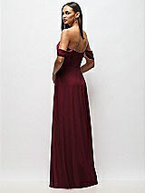 Rear View Thumbnail - Cabernet Chiffon Corset Maxi Dress with Removable Off-the-Shoulder Swags